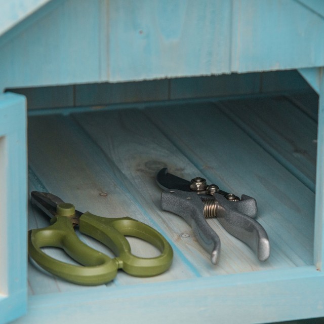 Outsunny Garden Shed Ξύλινη αποθήκευση εργαλείων με 3 ράφια, 77x54,2x179cm, Μπλε 845-209V01BU