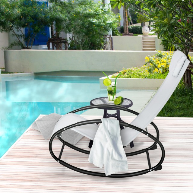 Outsunny Zero Gravity Garden Lounger, κουνιστή πολυθρόνα με μαξιλάρ...