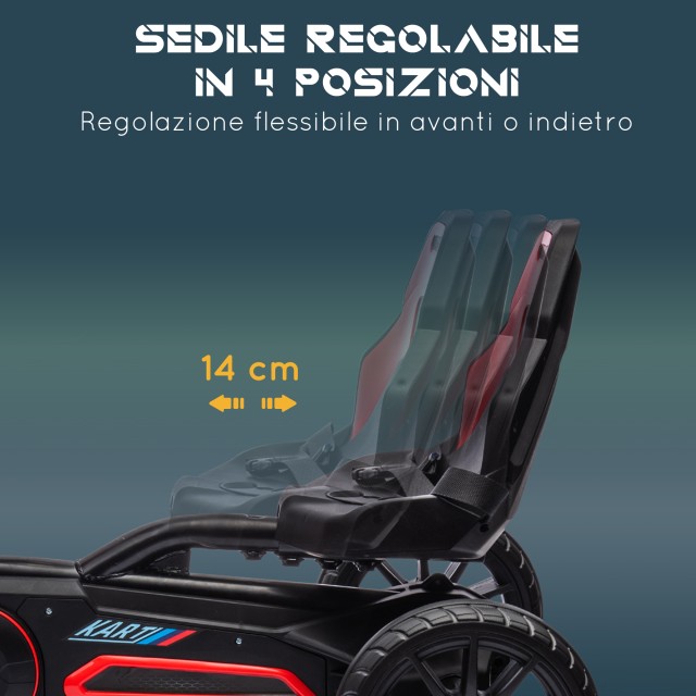 HOMCOM Pedal Go Kart για παιδιά 3-8 ετών με ρυθμιζόμενο κάθισμα και τροχούς EVA, 100x58x58,5 cm, κόκκινο μαύρο 370-286V00RD