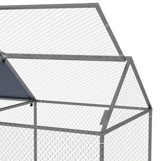 PawHut Steel Animal Cage με υφασμάτινη οροφή Oxford και μανταλάκια, 198x100x120 cm, πράσινο και ασημί D51-393V00SR