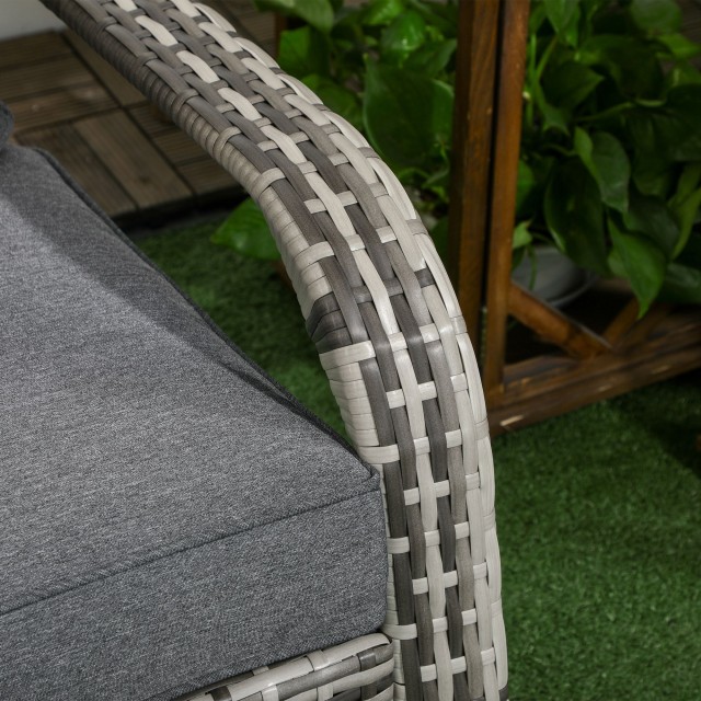 Outsunny Adironrack Καρέκλα Κήπου με μπράτσα, σε Rattan and Steel, 64x80x90 cm, Γκρι 867-068V00GY