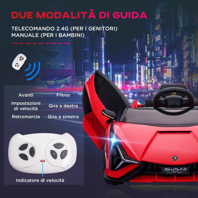 HOMCOM Ηλεκτρικό αυτοκίνητο για παιδιά Lamborghini Et? 3-5 ετών - Κόκκινο 370-171V90RD