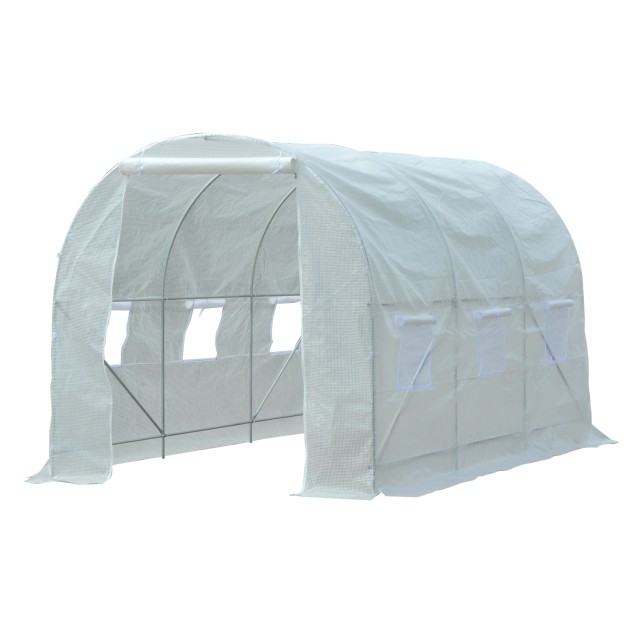 Θερμοκήπιο Outsunny Tunnel Garden for Plants in PE with Iron Pipes, Λευκό, 350x200x200cm 845-072