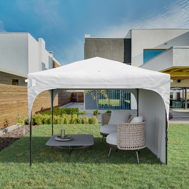 Outsunny Garden Gazebo 3x3 m με ρυθμιζόμενο ύψος σε 3 επίπεδα, από πολυεστέρα και ατσάλι, λευκό 84C-264V01WT