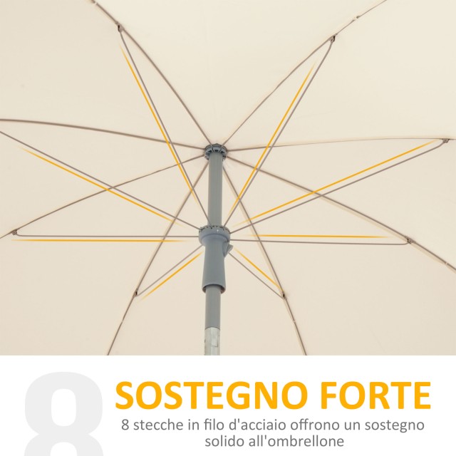 Outsunny Outsunny, Κήπος, Βεράντα Φορητή ομπρέλα Φ220cm με Κρεμ Λευκό Πολυεστερικό Ανακλινόμενο κουβούκλιο 84D-039CW