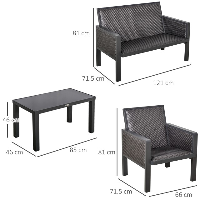 Outsunny Garden Lounge με καναπέδες και τραπεζάκι σαλονιού σε σετ P...