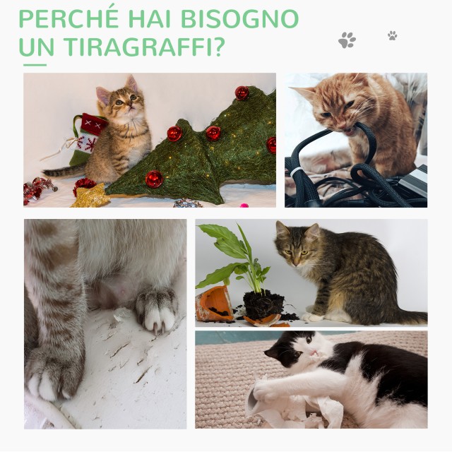 PawHut Cactus Scratching Post για γάτες, σχοινί σιζάλ και βάση με ξύλινες μπάλες, 32x32x60cm D30-453