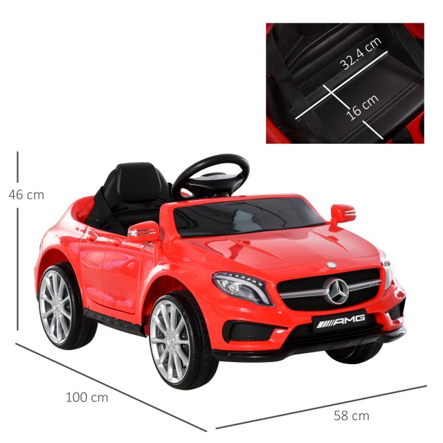 HOMCOM Electric Ride-On Toy Car για παιδιά 3+ ετών Mercedes GLA με τηλεχειριστήριο, προβολείς LED και μουσική, κόκκινο 370-066RD