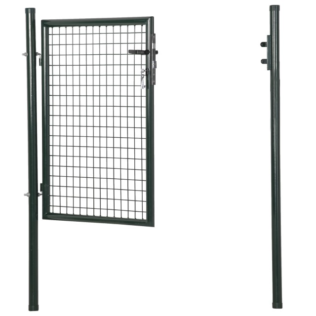 HOMCOM Steel Garden Gate with Lock and 3 Keys, 97x150cm, Green B70-056