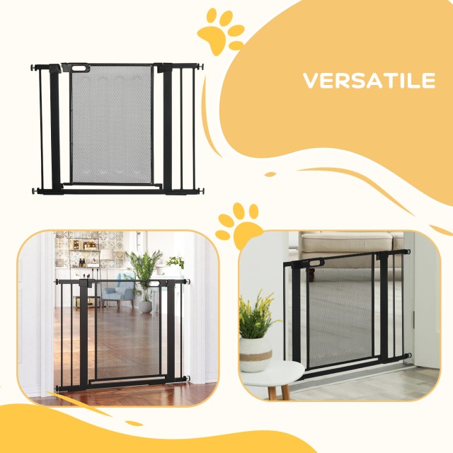 PawHut Extendable Pressure Dog Gate με Αυτόματο Κλείσιμο, σε ατσάλι και ABS, 75-103x76 cm, Μαύρο D06-144V01BK