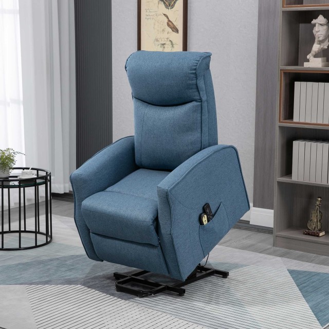 Πολυθρόνα HOMCOM Lift Relax με 8 σημεία μασάζ, ανάκλιση 135° και 2 τηλεχειριστήρια, μπλε 700-106V90BU