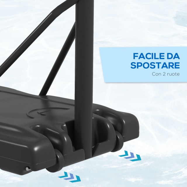 SPORTNOW Ρυθμιζόμενο Ύψος Τσέρκι Μπάσκετ για Κήπο και Πισίνα με Γεμιζόμενη Βάση, 110x75x195-370 cm, Μαύρο A61-046V00BK