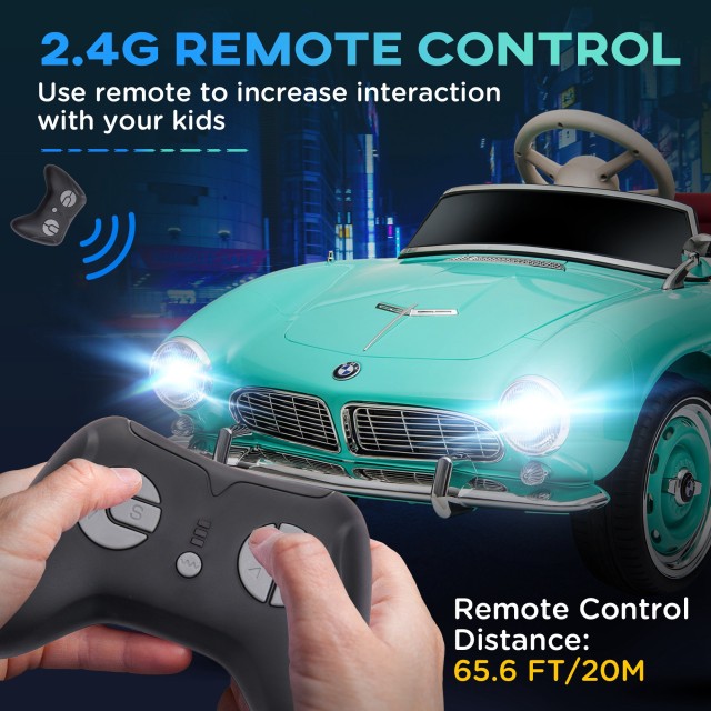 HOMCOM Electric Ride-On Toy Car για Παιδιά με 2 Πόρτες με άδεια BMW 507, με κόρνα και τηλεχειριστήριο, 115x55x47 cm, πράσινο 370-305V90GN