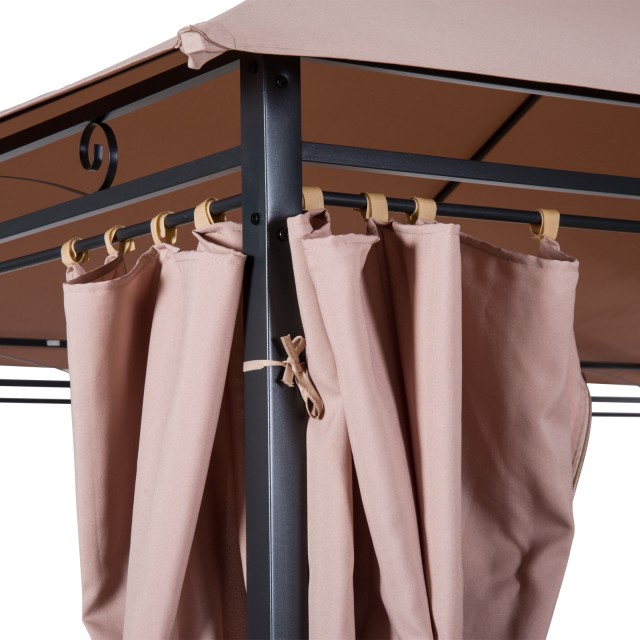 Outsunny Steel Gazebo με Διπλή Στέγη και Χακί Αδιάβροχες Τέντες 4 x 3 m 84C-050