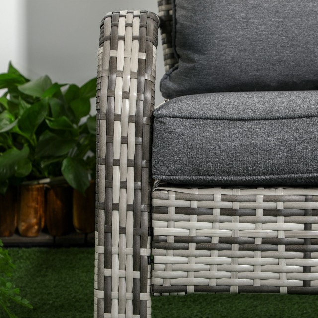 Outsunny Adironrack Καρέκλα Κήπου με μπράτσα, σε Rattan and Steel, 64x80x90 cm, Γκρι 867-068V00GY