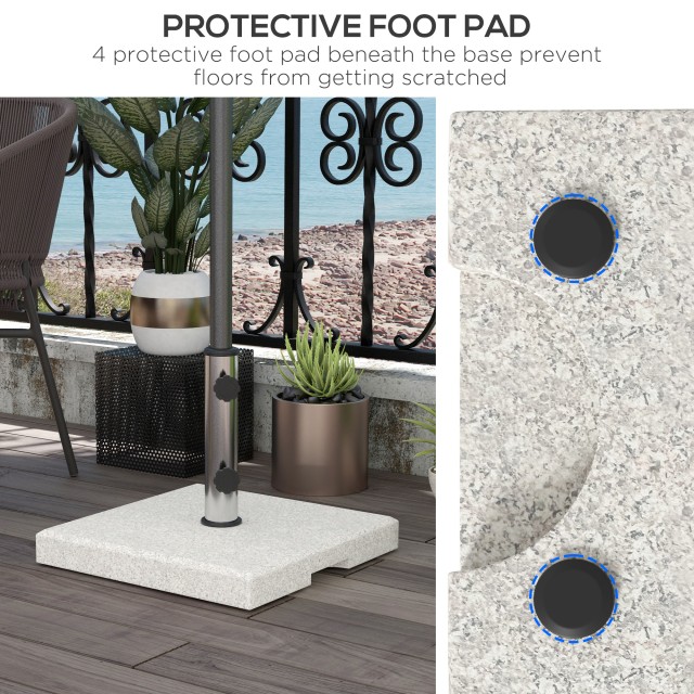 Βάση ομπρέλας Outsunny Garden 25kg για στύλους Ø32mm, Ø38mm και Ø48mm, από γρανίτη και ανοξείδωτο χάλυβα, 38x38x38 cm, γκρι 84D-289V00GY