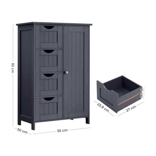 Ντουλάπι Μπάνιου με 4 Συρτάρια 55 x 82 x 30 cm VASAGLE LHC41GY