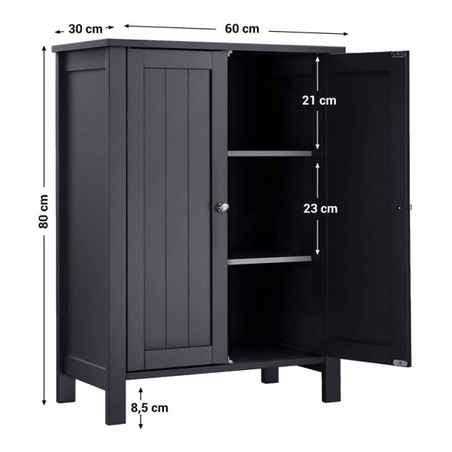 Ντουλάπι Μπάνιου 60 x 30 x 80 cm Χρώματος Γκρι VASAGLE BCB60GY