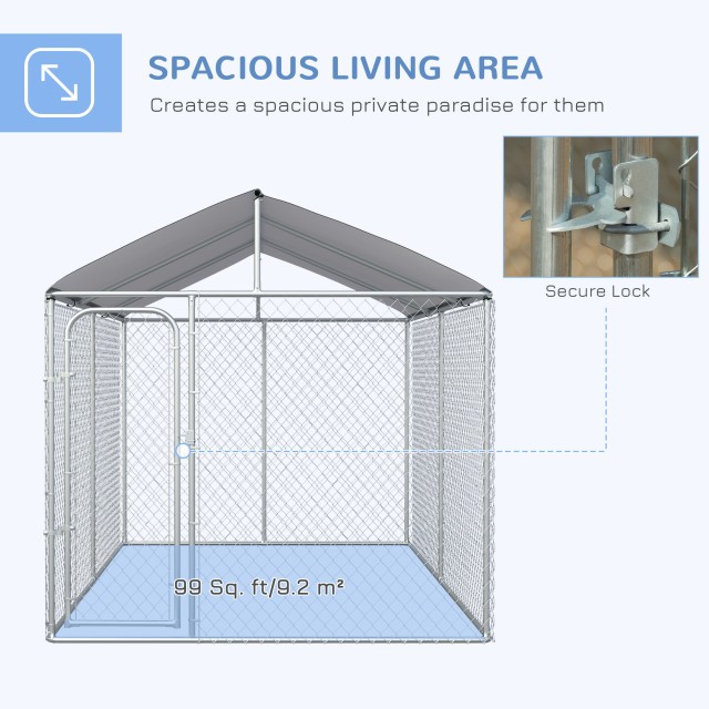 PawHut Metal Dog Kennel με υφασμάτινο κουβούκλιο Oxford και πόρτα κλειδώματος, 400x230x232 cm D02-049V03SR