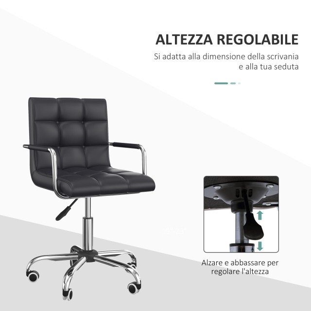 Καρέκλα Γραφείου 52.5 x 54 x 84-99 cm Χρώματος Μαύρο HOMCOM 02-0697