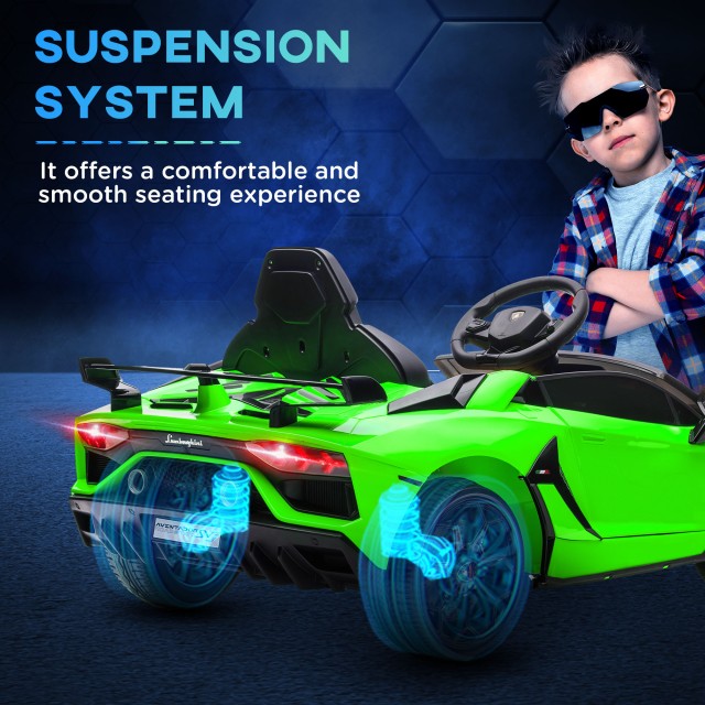 HOMCOM 12V Lamborghini Licenseded Electric Ride-On Toy Car for Children με Κόρνα και Τηλεχειριστήριο, 107,5x63x42 cm, Πράσινο 370-306V90GN