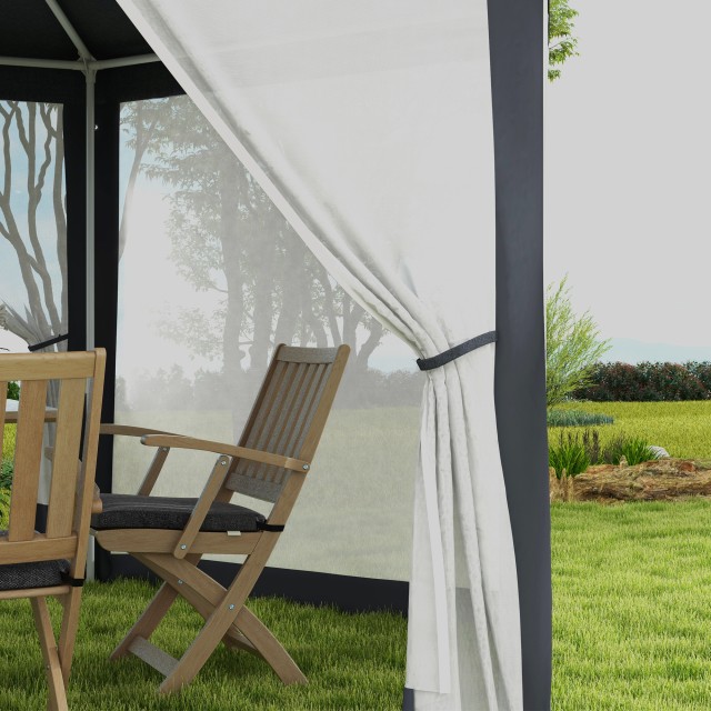 Outsunny Hexagonal Garden Gazebo με Διπλή Είσοδο, σε Μέταλλο και Πολυεστέρα, 3,94x3,94x2,5 m, Γκρι 84C-044V02CG