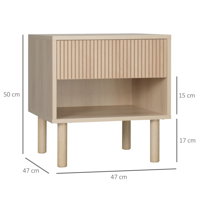 Ξύλινο Κομοδίνο με 1 Συρτάρι και 1 Ράφι 47 x 47 x 50 cm HOMCOM 831-506