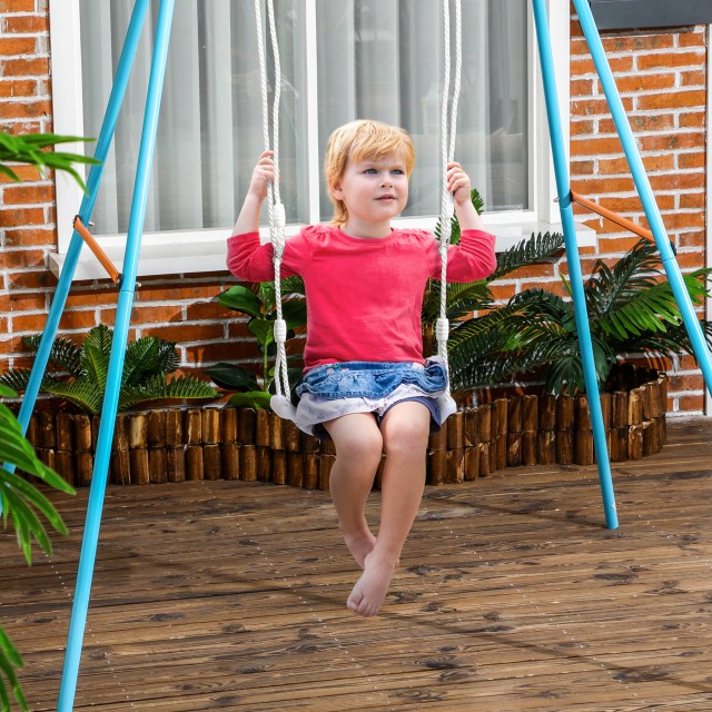 Outsunny Baby Swing 9-36 μηνών σε PP και PE με ρυθμιζόμενο σχοινί και φώτα LED, 39x16,5x120-180 cm, Λευκό 344-060V00WT