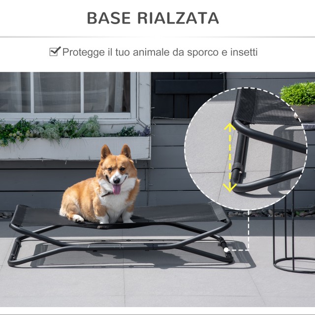 PawHut Raised Bed for Small and Medium Dogs, από ατσάλι και αναπνεύσιμο ύφασμα, 111x65,5x19cm, μαύρο D04-216V01