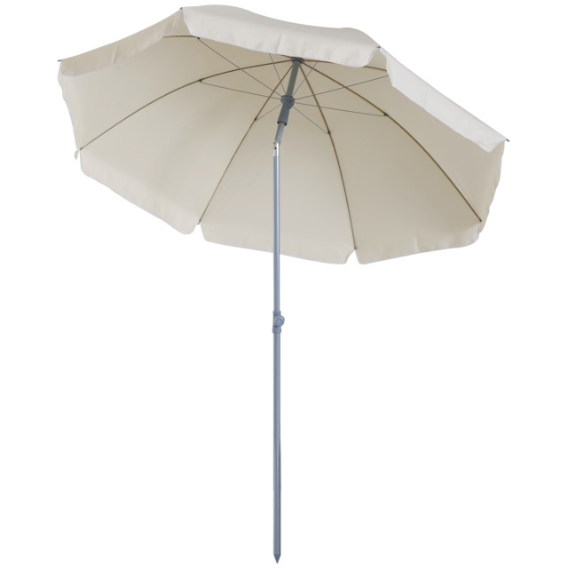 Outsunny Outsunny, Κήπος, Βεράντα Φορητή ομπρέλα Φ220cm με Κρεμ Λευκό Πολυεστερικό Ανακλινόμενο κουβούκλιο 84D-039CW