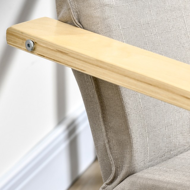 Πολυθρόνα HOMCOM Relax με Ottoman Footstool, Πολυθρόνα από ξύλο και ύφασμα λινό εφέ με μαξιλάρι προσκέφαλου, 67x69x100cm, Γκρι 839-382