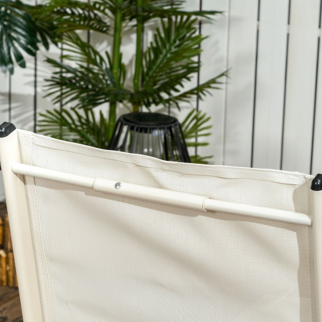 Ξαπλώστρα Outsunny Chaise Longue από αλουμίνιο και πολυεστέρα, Σετ 2 τεμαχίων Garden Beige με 5 επίπεδα ανάκλισης, 55x195x30 cm 84G-105V01CW