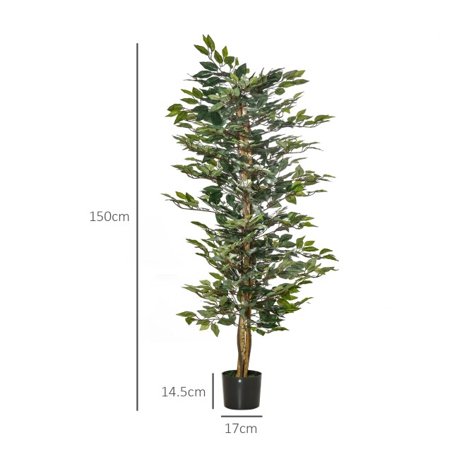 HOMCOM Fake Ficus Plant 150cm ύψος, Διακόσμηση εσωτερικού και εξωτε...