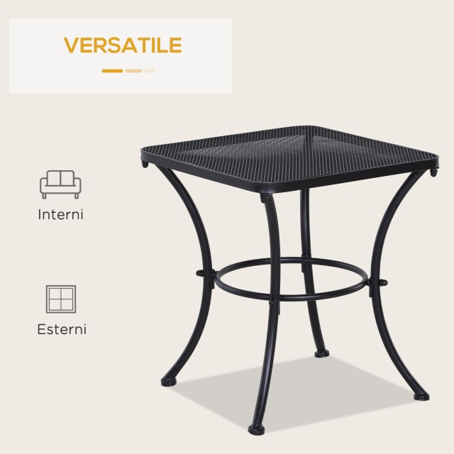 Τραπέζι σαλονιού Outsunny Square Steel Garden με διάτρητη κορυφή, 45x45x50 cm, μαύρο 84B-341