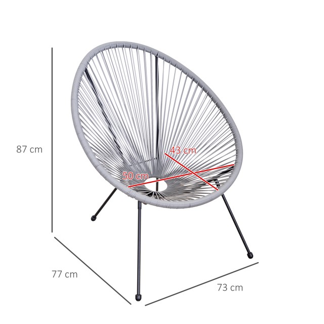 Outsunny σετ 4 οβάλ καρέκλες κήπου σε PE Rattan και μέταλλο ανθεκτικό στις καιρικές συνθήκες, ανοιχτό γκρι 73 x 77 x 87 cm 867-093V01
