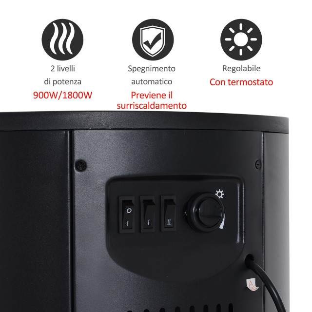 HOMCOM Ηλεκτρικό τζάκι δαπέδου ισχύος 900W / 2000W με εφέ φλόγας 41...