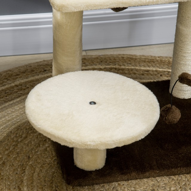 PawHut Cat Scratching Post με Sisal Post, Perch and Play Balls, Chipboard και βελούδινο, 44x38x74 cm D30-562V00BG