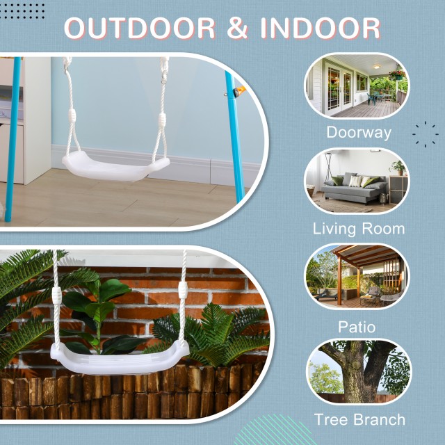 Outsunny Baby Swing 9-36 μηνών σε PP και PE με ρυθμιζόμενο σχοινί και φώτα LED, 39x16,5x120-180 cm, Λευκό 344-060V00WT