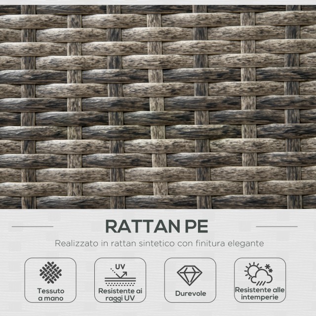 Outsunny Σετ κήπου 4 τεμαχίων Rattan και Steel με Τραπέζι σαλονιού 2 Επιπέδων, Καναπέ και 2 Καρέκλες 860-260V00GG