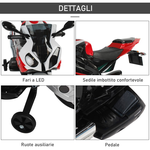 Homcom Ηλεκτρική μοτοσυκλέτα για παιδιά BMW RR 12V, Μαύρο και Κόκκινο 301-007RD