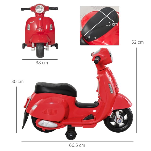 HOMCOM Electric Vespa για παιδιά Μπαταρία 6V Προβολείς και Κόρνα 18-36 μηνών 370-138RD
