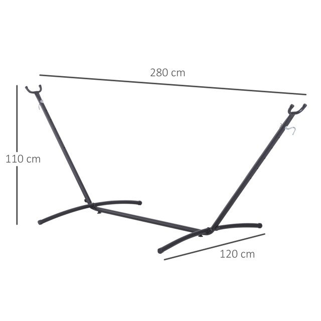 Outsunny Structure Support for Hammock Adjustable Max.120Kg, Μαύρο, 280x120x110cm 84A-081