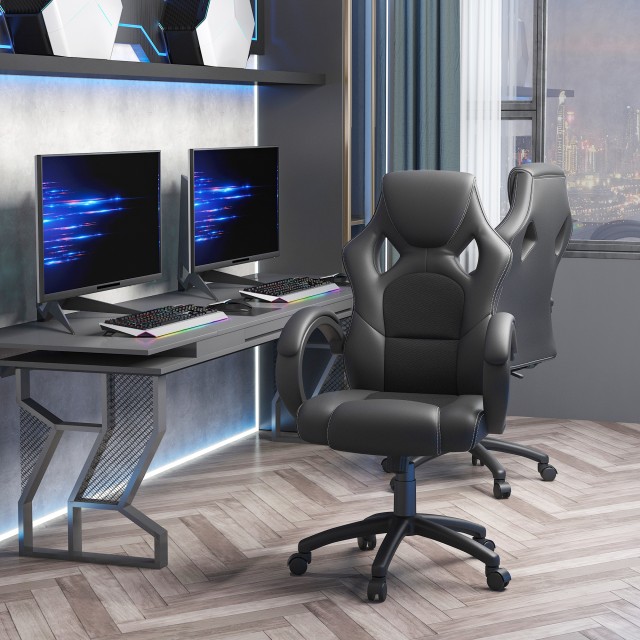 Καρέκλα γραφείου HomCom Gaming Style, Μαύρη A2-0089
