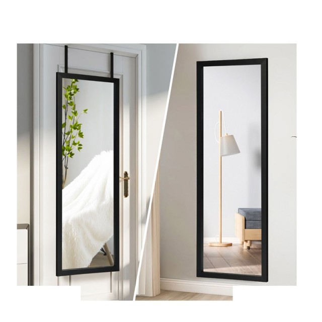Ολόσωμος Ξύλινος Καθρέπτης Τοίχου 120 x 37 cm Costway HW66332BK