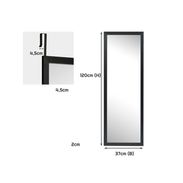 Ολόσωμος Ξύλινος Καθρέπτης Τοίχου 120 x 37 cm Costway HW66332BK