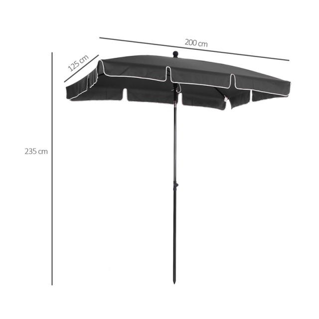 Ομπρέλα Δαπέδου Αλουμινίου 200 x 125 cm Χρώματος Γκρι Outsunny 84D-016GY