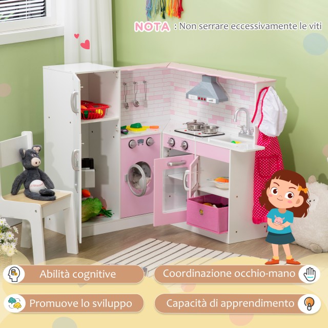 HOMCOM Παίξτε Κουζίνα για Παιδιά 3-6 ετών με Φώτα και Ρεαλιστικά Σκ...