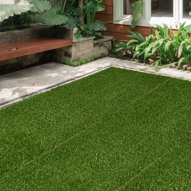 Outsunny Πλακάκια Κήπου με Τεχνητό Χόρτο 30x30cm 10 Τεμάχια, Ρεαλισ...