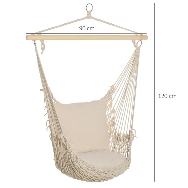 Κούνια Outsunny Hammock με επένδυση με σχοινί για εσωτερικούς και εξωτερικούς χώρους, λευκό 84A-192