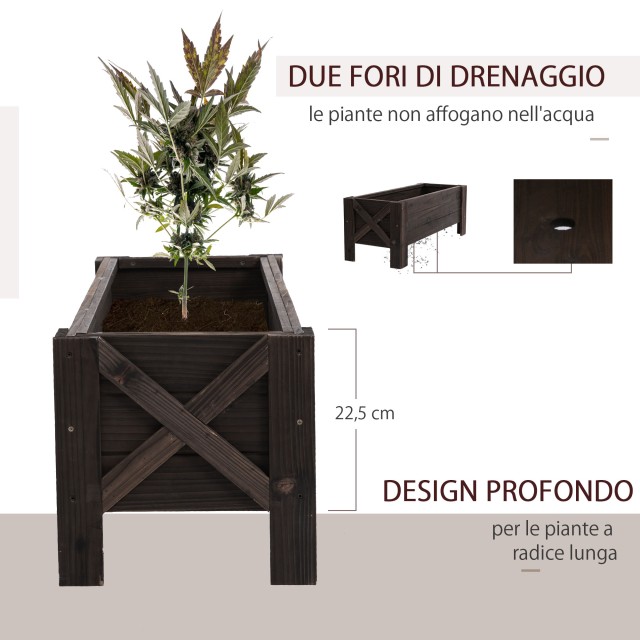 Γλάστρα Outsunny Outsunny Planter Plant Holder Pot for Raised Garden in Wood 845-458